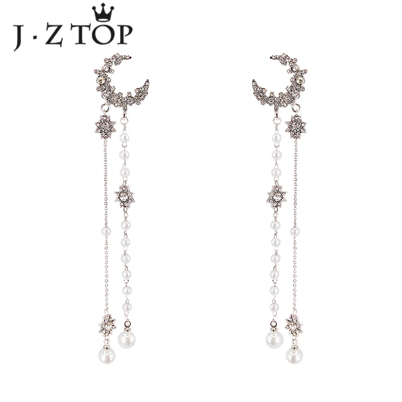JZTOP Star Moon Crystal Stud Earrings Imitation Pearl Long Tassel Earrings For Woman Luxury Rhinestone Earring Jewelry
JZTOP Star Moon Crystal Stud Earrings Imitation Pearl Long Tassel Earrings For Woman Luxury Rhinestone Earring Jewelry
