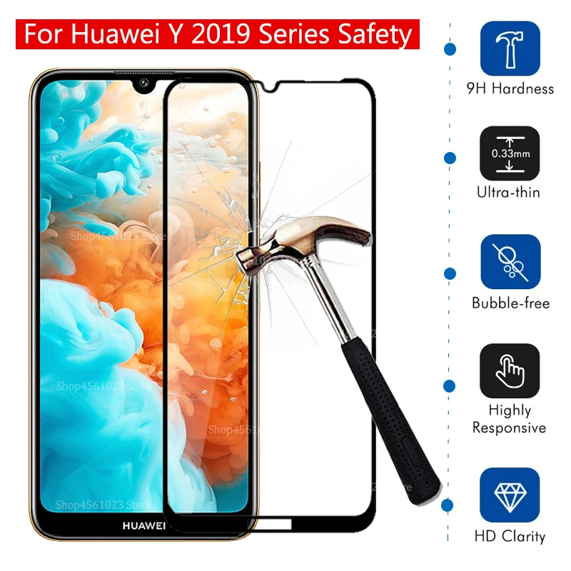 Защитное стекло с полным покрытием для Huawei Y6 Y9 P Smart 2019 Y7 Y5 Pro Prime закаленная пленка