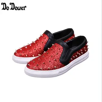 2019 New Luxury Men's Fashion Casual Shoes Gold red Glitter Leisure Slip on Rivets Loafers Shoes Man Party Weeding Dress Shoes
2019 New Luxury Men's Fashion Casual Shoes Gold red Glitter Leisure Slip on Rivets Loafers Shoes Man Party Weeding Dress Shoes
