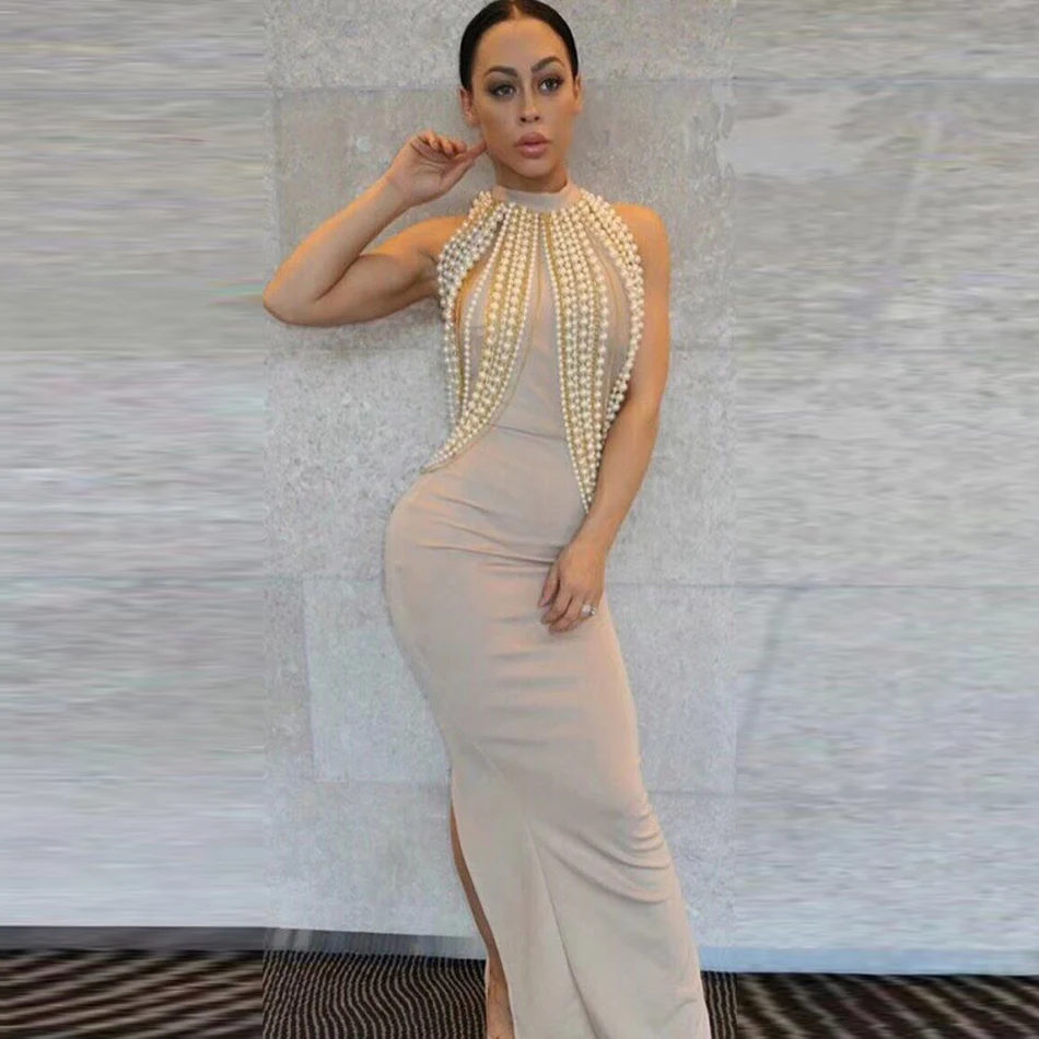 2018 New Arrival Fashion Luxe Pearl Chain Embellished Sexy Backless Sleeveless Celebrity Party Maxi Long Dress
2018 New Arrival Fashion Luxe Pearl Chain Embellished Sexy Backless Sleeveless Celebrity Party Maxi Long Dress