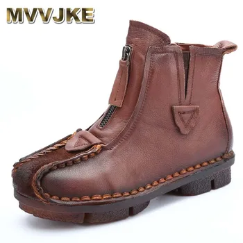 MVVJKE Genuine Leather Ankle Boots Velvet Handmade Lady soft Flat shoes comfortable Casual Moccasins Women's shoes
MVVJKE Genuine Leather Ankle Boots Velvet Handmade Lady soft Flat shoes comfortable Casual Moccasins Women's shoes