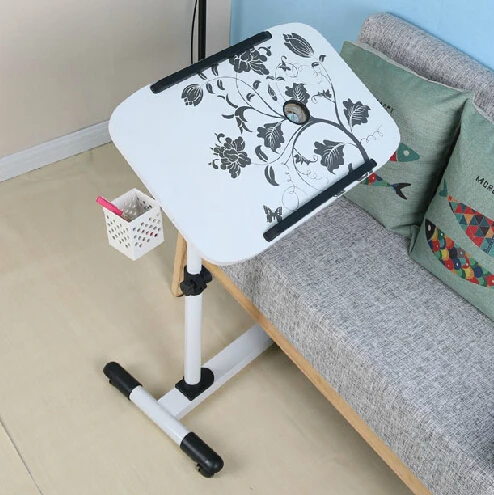 Image Fashion Printing Mobile Laptop Table Modern Multifunction Lazy Bedside Table Height Adjustable Lift Computer Desk Free Shipping