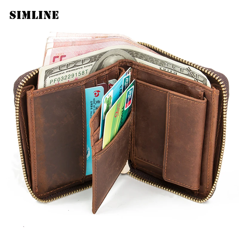 Brand Vintage Genuine Crazy Horse Leather Cowhide Men Mens Zipper Short Wallet Mens Wallets Purse With Coin Bag Pocket For Man Brand Vintage Genuine Crazy Horse Leather Cowhide Men Mens Zipper Short Wallet Mens Wallets Purse With Coin Bag Pocket For Man<br><br>Aliexpress