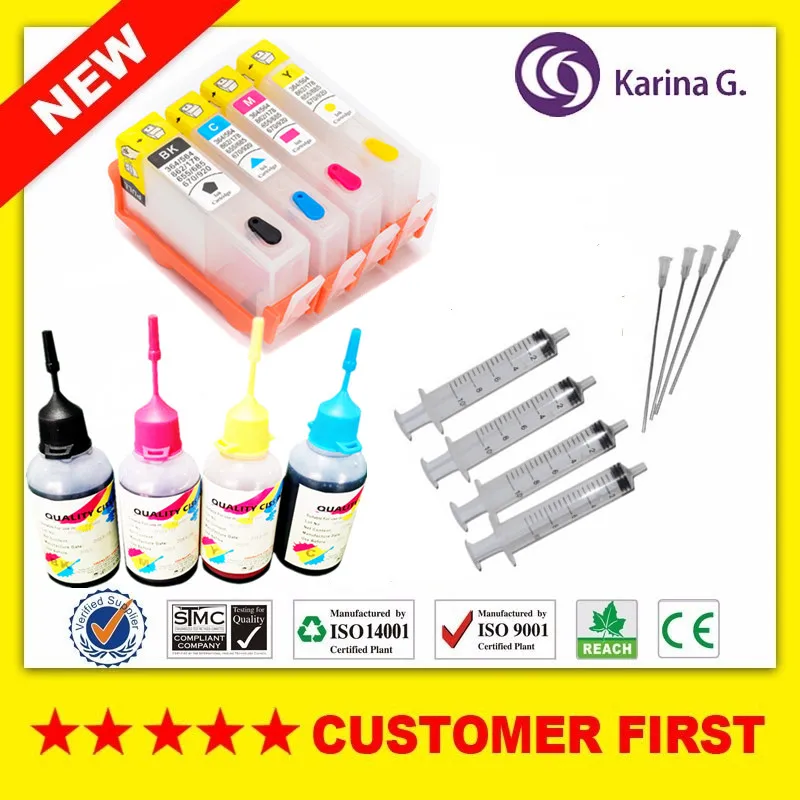 4x Refillable ink cartridge For hp364 + 1 set 50ml/bottle Dye ink suit For HP Photosmart 5510 5511 5512 5514 5515 5520
4x Refillable ink cartridge For hp364 + 1 set 50ml/bottle Dye ink suit For HP Photosmart 5510 5511 5512 5514 5515 5520