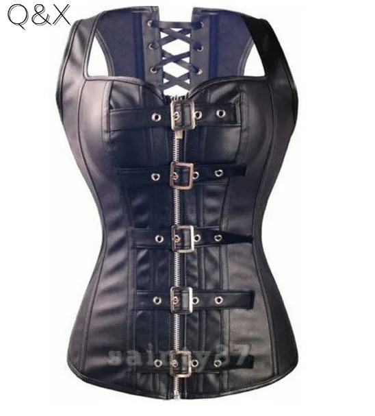 DLC8 2017 Overbust Corset Black Faux Leather Buckle Gothic Lingerie Women Corset Top Steampunk Women Bustier Cincher Corselet
DLC8 2017 Overbust Corset Black Faux Leather Buckle Gothic Lingerie Women Corset Top Steampunk Women Bustier Cincher Corselet