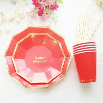 Happy Birthday Tableware Set of 16 plate 8 cup 20 Gold Foil Stripe Straws For Kid 1st Birthday Decoration Disposable Tableware
Happy Birthday Tableware Set of 16 plate 8 cup 20 Gold Foil Stripe Straws For Kid 1st Birthday Decoration Disposable Tableware