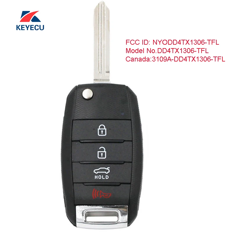 Запасной флип-чехол KEYECU для Kia Sportage 315-2015 2014 МГц с 1 кнопкой и идентификатором FCC |