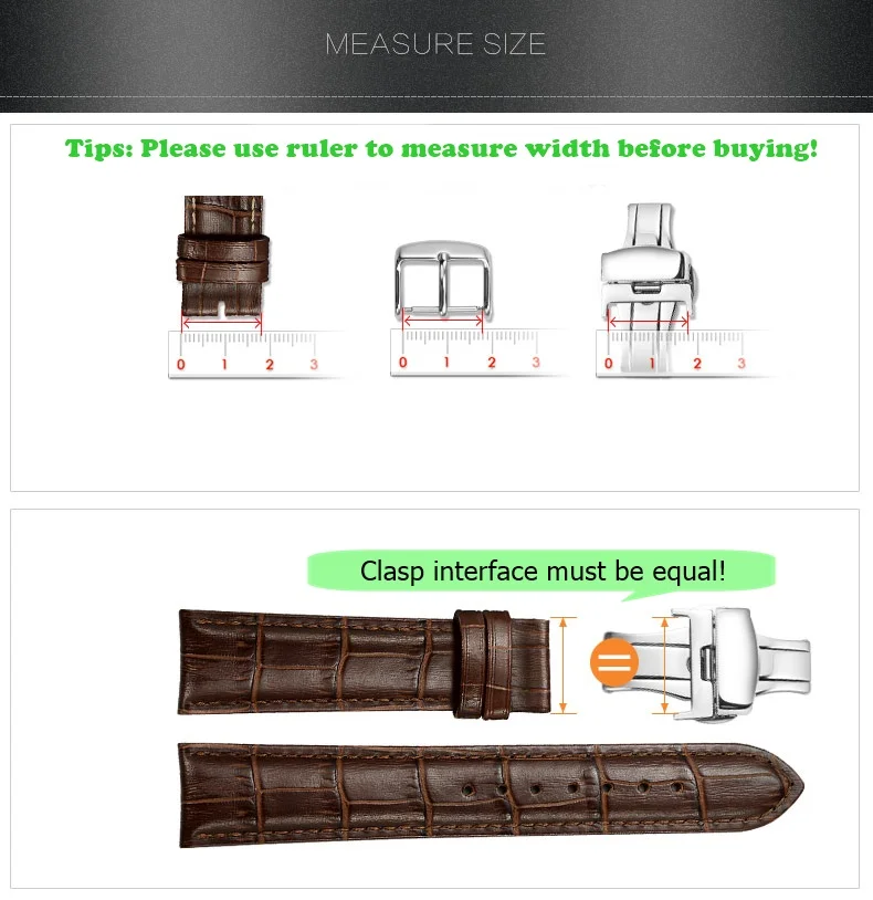 Butterfly Deployment Watch Bands Double Push Button Fold Strap Buckle Clasp 16/18/20/22/24mm