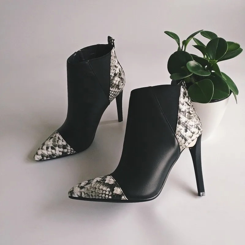 Fashion Style 2018 Hot Spring Autumn Woman Boots High Thin Heels Ankle Snakeskin Pattern Mixed Color Cow Leather Martin Boots
Fashion Style 2018 Hot Spring Autumn Woman Boots High Thin Heels Ankle Snakeskin Pattern Mixed Color Cow Leather Martin Boots