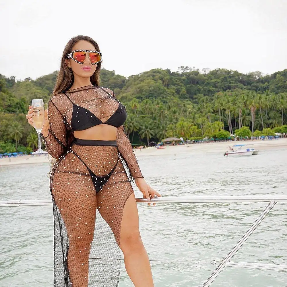 BKLD 2019 Women Transparent Sexy Mesh Beach Summer Beading Embellished Sexy Two Piece Sets Women Crop Tops+Side Split Skirt Suit
BKLD 2019 Women Transparent Sexy Mesh Beach Summer Beading Embellished Sexy Two Piece Sets Women Crop Tops+Side Split Skirt Suit