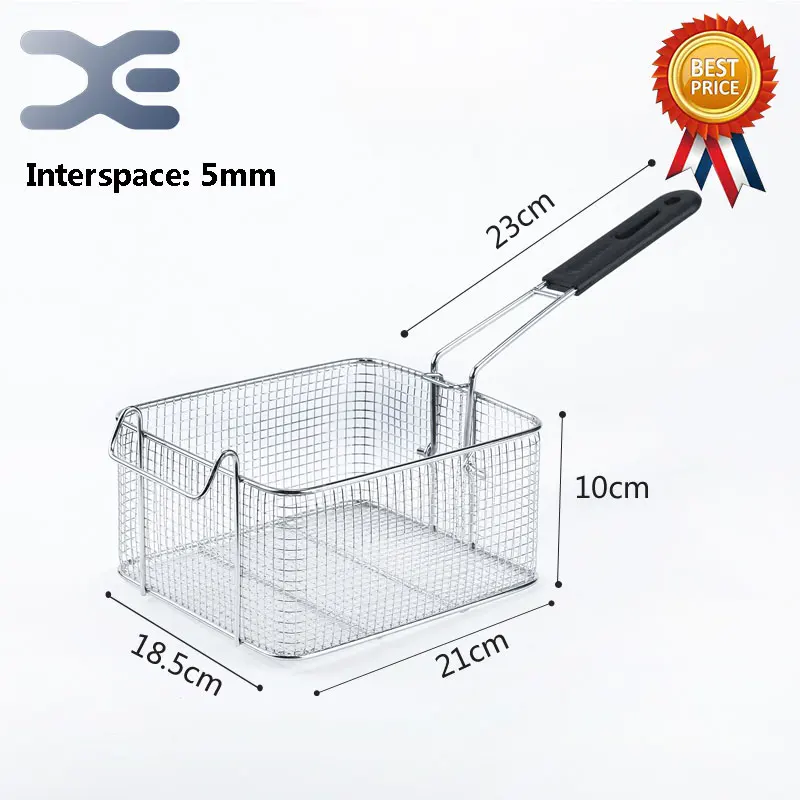 21cm*18.5cm*10cm Stainless steel fryer screen frame square filter net encrypt colander shaped Frying basket fryers meshed | Бытовая