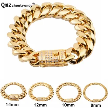High Quality Stainless Steel Curb Cuban Miami Chain Bracelets Mens Hip hop Dragon Rhinestoe Clasp Bangles 8/10/12/14/16/18mm 
High Quality Stainless Steel Curb Cuban Miami Chain Bracelets Mens Hip hop Dragon Rhinestoe Clasp Bangles 8/10/12/14/16/18mm
