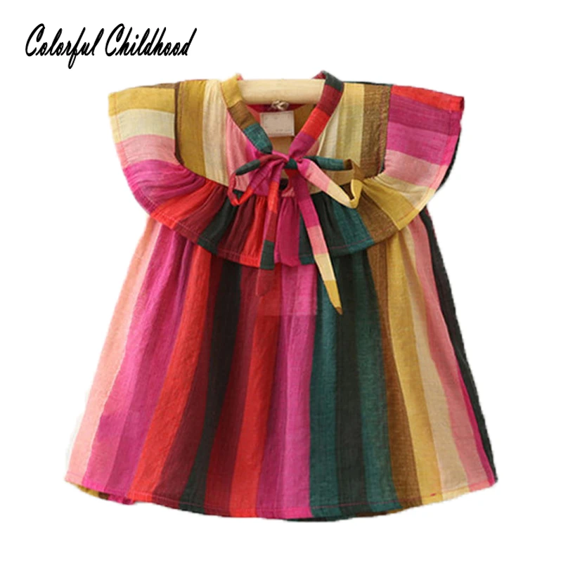 Ruffles Sleeve Kids Girls rainbow stripe shirt For girls bow design princess blouse tops children clothes 2-7Yrs
Ruffles Sleeve Kids Girls rainbow stripe shirt For girls bow design princess blouse tops children clothes 2-7Yrs