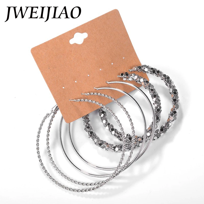 JWEIJIAO модные брендовые/Золотые Большие большие круглые серьги-кольца для женщин в