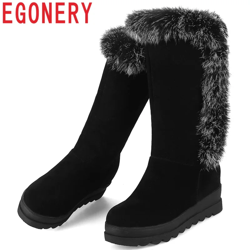 EGONERY Rabbit hair Non-slip Ladies snow boots Retro fashion 33-43 size 2018 Winter autumn Plush warm women shoes Mid-Calf boots
EGONERY Rabbit hair Non-slip Ladies snow boots Retro fashion 33-43 size 2018 Winter autumn Plush warm women shoes Mid-Calf boots