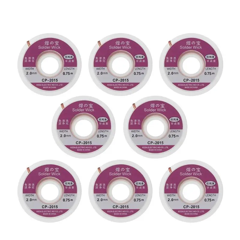 8pcs 0.75m High Quality Welding Wires Desoldering Braid BGA Solder Remover Wick CP-2015 Tin Line Suction tin lin Tool Parts
8pcs 0.75m High Quality Welding Wires Desoldering Braid BGA Solder Remover Wick CP-2015 Tin Line Suction tin lin Tool Parts