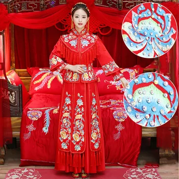 Vintage Qipao Embroidered Evening Gown Exquisite Rhinestone Cheongsam Big Size 3xl Red Chinese Bride Wedding Tassel Dress
Vintage Qipao Embroidered Evening Gown Exquisite Rhinestone Cheongsam Big Size 3xl Red Chinese Bride Wedding Tassel Dress