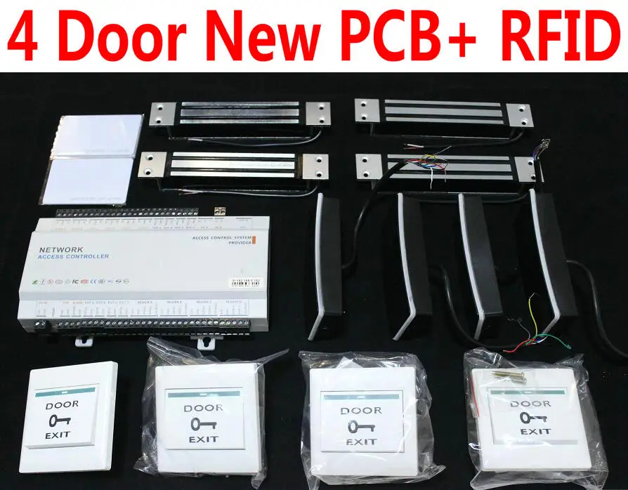 Four door 4 Door Panel PCB with Web interface control+PC software management+ rfid card reader+4 inbuilt magnetic lock+4 exits |
