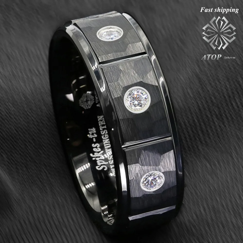 8mm Black Brushed Rock Brick Tungsten Ring 3 Diamonds Inlay ATOP Men band Bridal
8mm Black Brushed Rock Brick Tungsten Ring 3 Diamonds Inlay ATOP Men band Bridal
