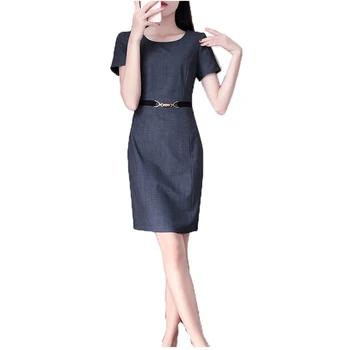 Summer S-4XL plus size fashion dress new Korean version of gray black short-sleeved round neck office ladies dress vestido JD235
Summer S-4XL plus size fashion dress new Korean version of gray black short-sleeved round neck office ladies dress vestido JD235