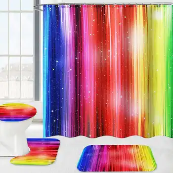 Meigar Rainbow Colorful Waterproof Polyester Shower Curtains Bathroom Curtains w/12 Hook Pedestal Rug Lid Toilet Cover Mat Set
Meigar Rainbow Colorful Waterproof Polyester Shower Curtains Bathroom Curtains w/12 Hook Pedestal Rug Lid Toilet Cover Mat Set