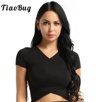 TiaoBug Women Short Sleeve Ballet Dance Tops Front Surplice Wrap Crop Top Yoga Tango Latin Dance Costume Lady Practice Dancewear
TiaoBug Women Short Sleeve Ballet Dance Tops Front Surplice Wrap Crop Top Yoga Tango Latin Dance Costume Lady Practice Dancewear