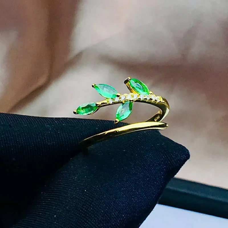Fidelity Natural 2.5*5mm emerald Rings s925 sterling silver Leaves fine Jewelry for women Natural green gemstone
Fidelity Natural 2.5*5mm emerald Rings s925 sterling silver Leaves fine Jewelry for women Natural green gemstone