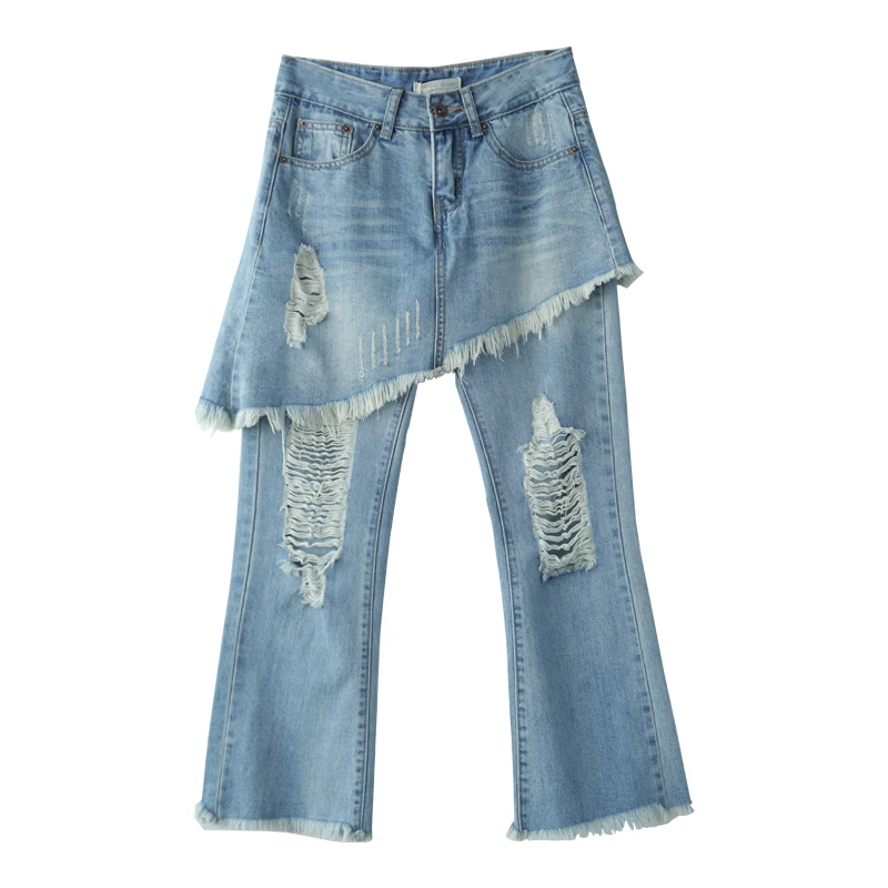 GETSRING 2017 New Ripped Jeans False Two Loose Denim Trousers Hollow Out Women Pants 3/4 Pants Women Jeans Denim Pants Wide Leg
GETSRING 2017 New Ripped Jeans False Two Loose Denim Trousers Hollow Out Women Pants 3/4 Pants Women Jeans Denim Pants Wide Leg