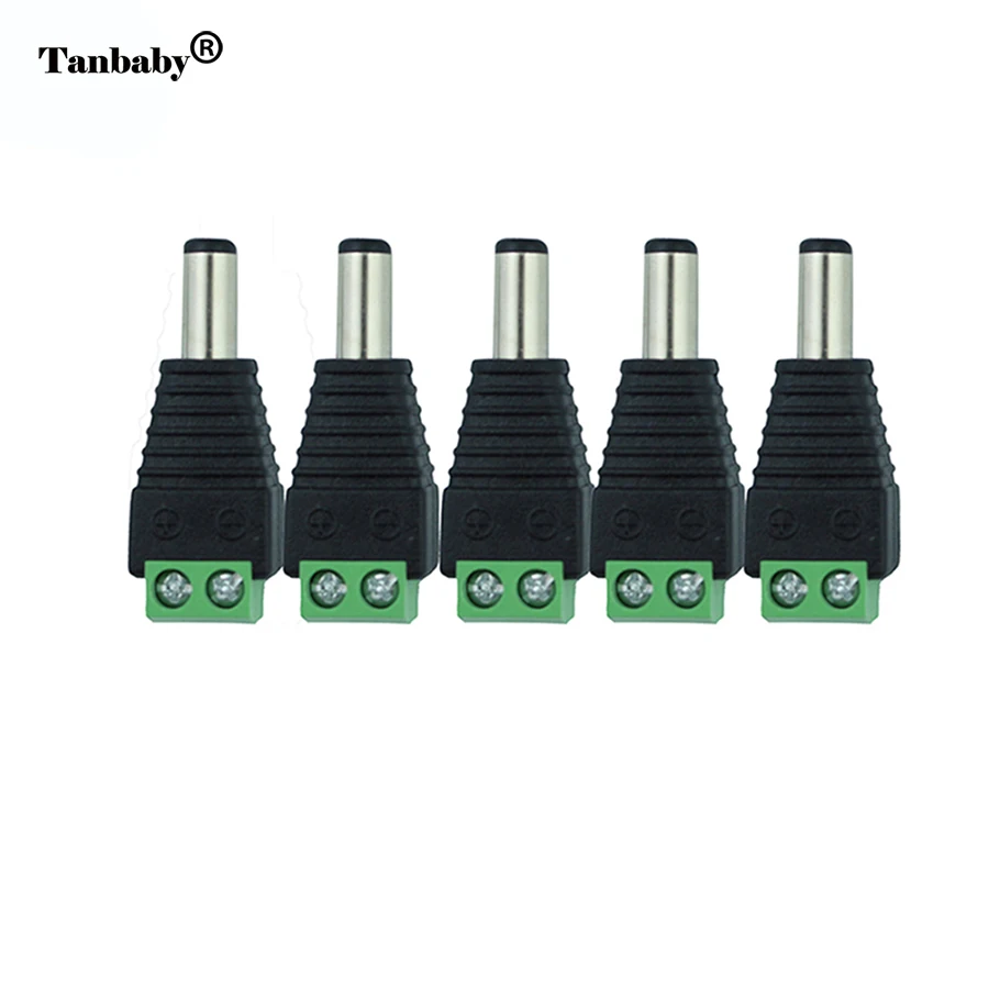 Tanbaby 5pcs 5.5mm x 2.1mm 12V DC Power Male & Female Jack Connector Plug Adapter Adaptor for Single Color LED Strip Lights 
Tanbaby 5pcs 5.5mm x 2.1mm 12V DC Power Male & Female Jack Connector Plug Adapter Adaptor for Single Color LED Strip Lights