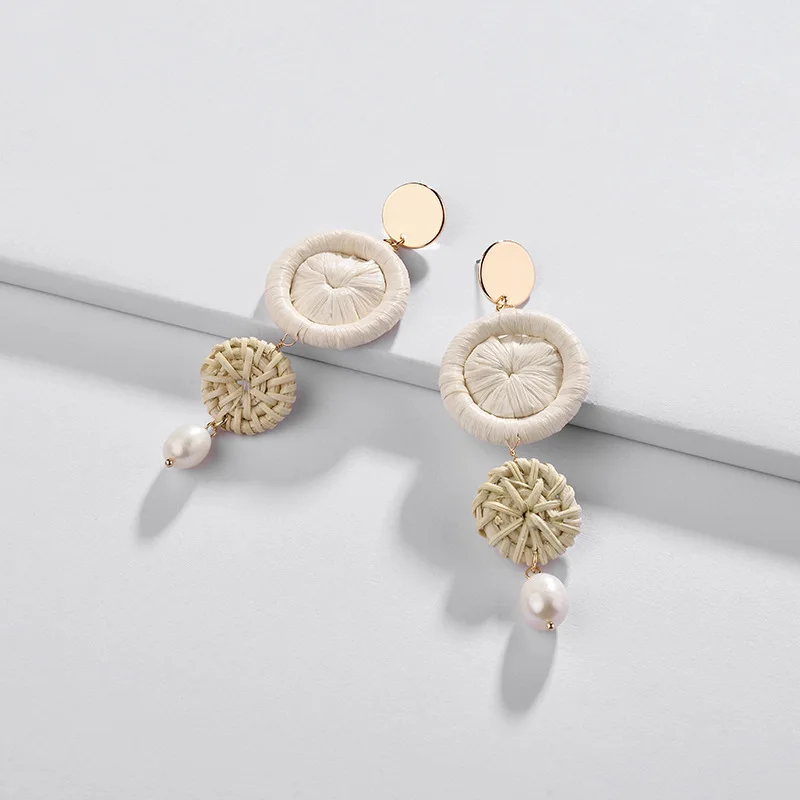 Trendy Women Bijoux Brincos Raffia Earring Braided Rattan Fresh Water Pearl Drop Earrings Jewelry for Lady
Trendy Women Bijoux Brincos Raffia Earring Braided Rattan Fresh Water Pearl Drop Earrings Jewelry for Lady