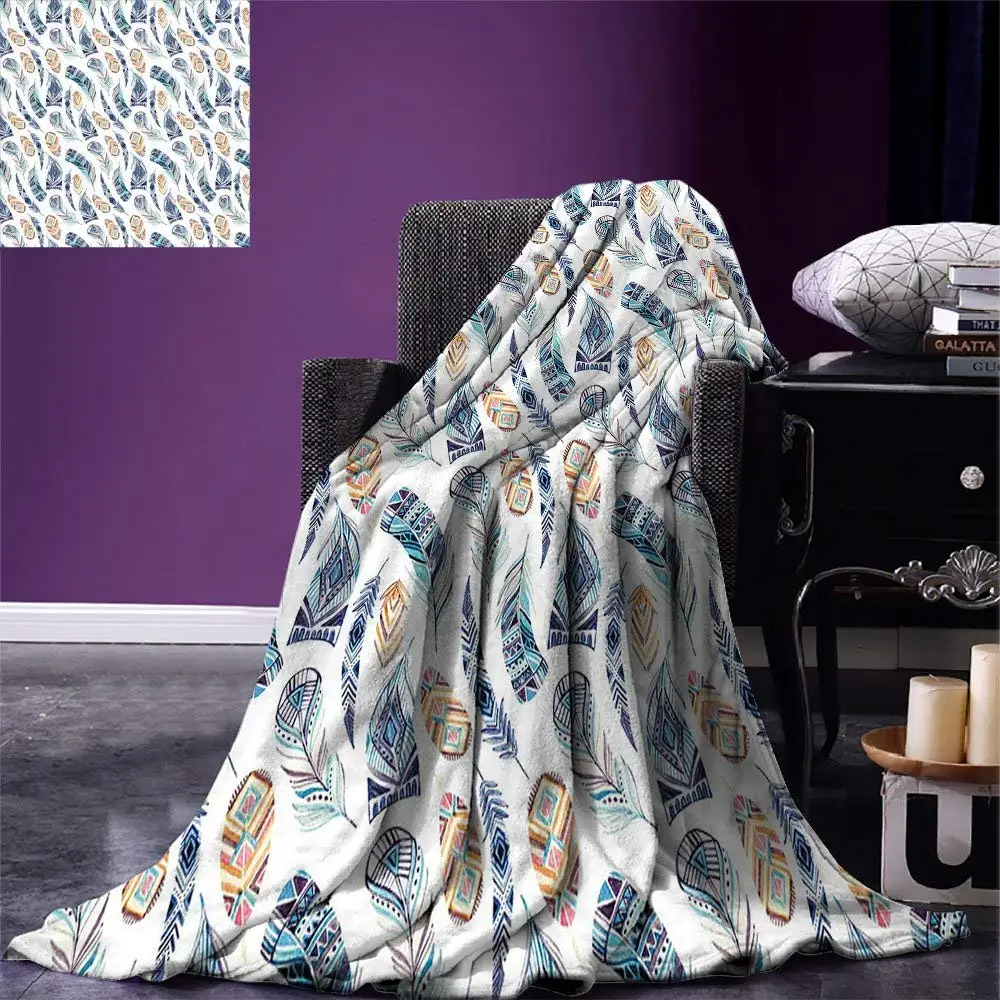 Feather Throw Blanket Ethnic Ornamental Design with Various Sized and Shaped Tribal Religious Pattern Flannel Blanket for Beds
Feather Throw Blanket Ethnic Ornamental Design with Various Sized and Shaped Tribal Religious Pattern Flannel Blanket for Beds