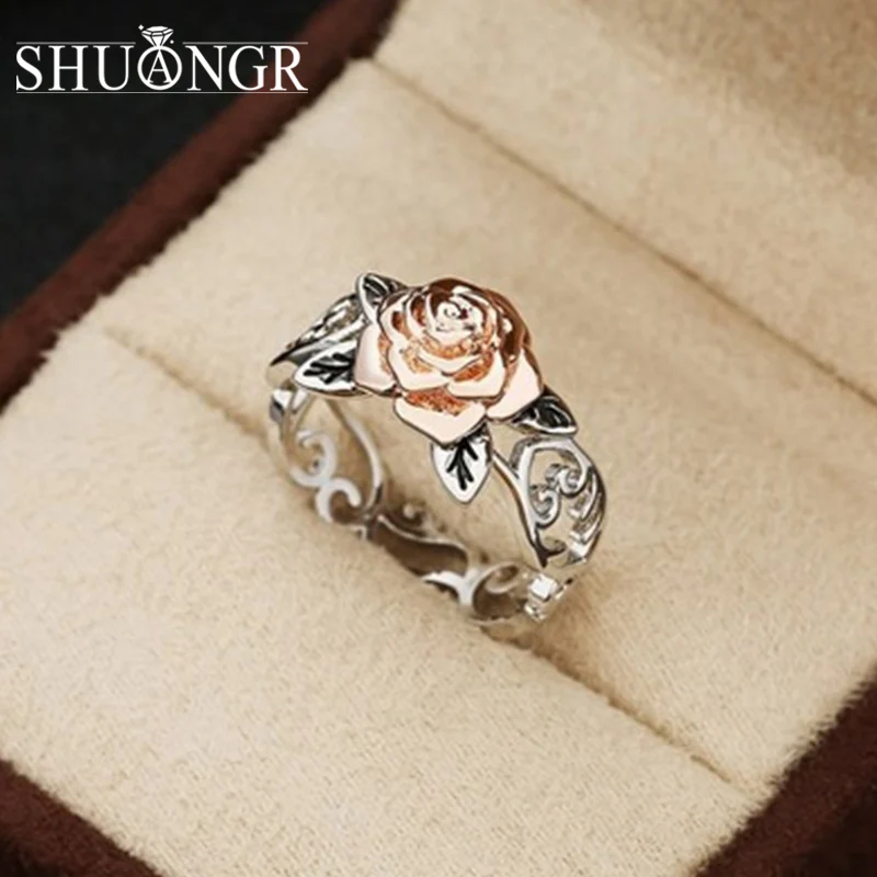 SHUANGR Rose Flower Ring Engagement Wedding Bridal Love Female Ring Finger Bague Fashion Romatic Women's Jewelry
SHUANGR Rose Flower Ring Engagement Wedding Bridal Love Female Ring Finger Bague Fashion Romatic Women's Jewelry