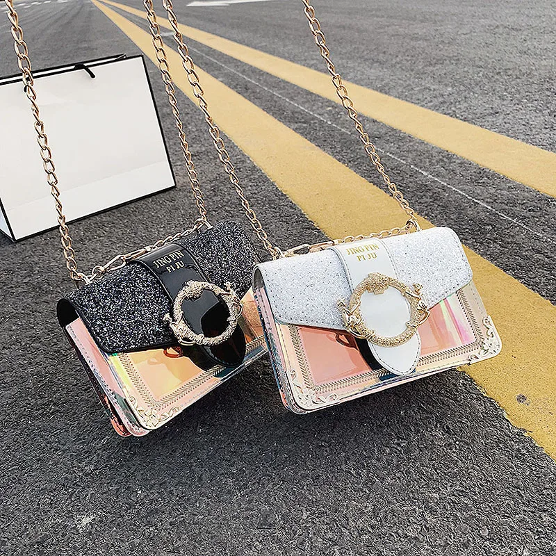 Designer Laser Transparent Luxury Handbag Women Sequined Jelly Bag For Beach Chain Messenger Bag Brand Mini Small Shoulder Bags
Designer Laser Transparent Luxury Handbag Women Sequined Jelly Bag For Beach Chain Messenger Bag Brand Mini Small Shoulder Bags