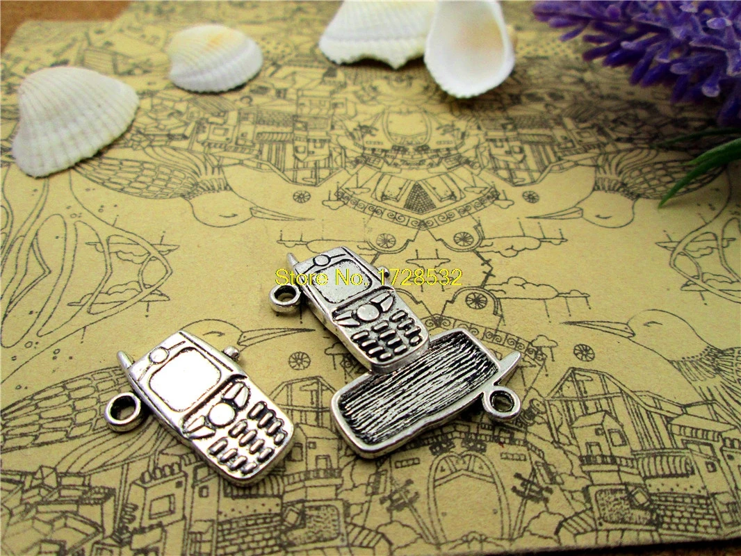 Фото 15pcs-- 16*24MM Antique Silver mini cellular phone one side Charms Pendant Jewelry Findings | Украшения и аксессуары