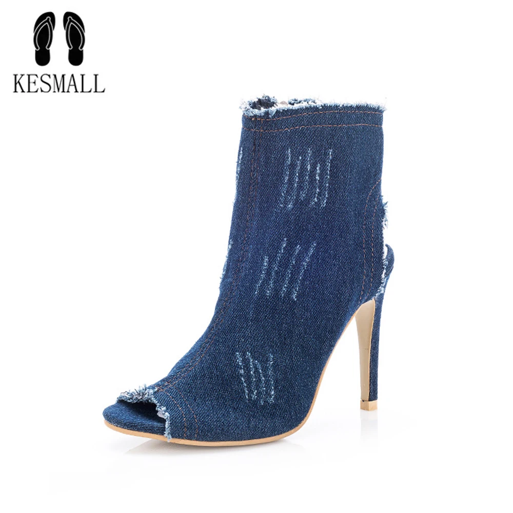 KESMALL Women Fine High Heels Boots Hollow Fish Head Shoes Zip Peep Toe Ankle Boots Ladies Elastic Jeans Sexy Shoes Party Boots
KESMALL Women Fine High Heels Boots Hollow Fish Head Shoes Zip Peep Toe Ankle Boots Ladies Elastic Jeans Sexy Shoes Party Boots