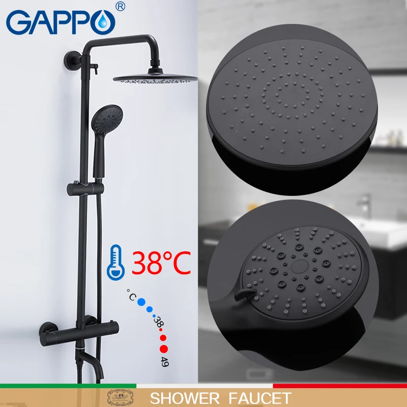 

GAPPO Black bathtub faucet thermostatic mixer bath faucet waterfall bathroom shower faucet brass deck mounted rainfall mixer tap