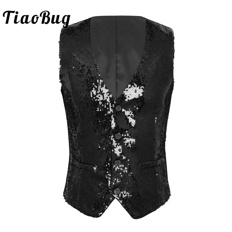 TiaoBug Shiny Sequins Formal Business Dress Suit Vest Button Down Slim Ballroom Men Waistcoat Festival Rave Stage Dance Costume
TiaoBug Shiny Sequins Formal Business Dress Suit Vest Button Down Slim Ballroom Men Waistcoat Festival Rave Stage Dance Costume