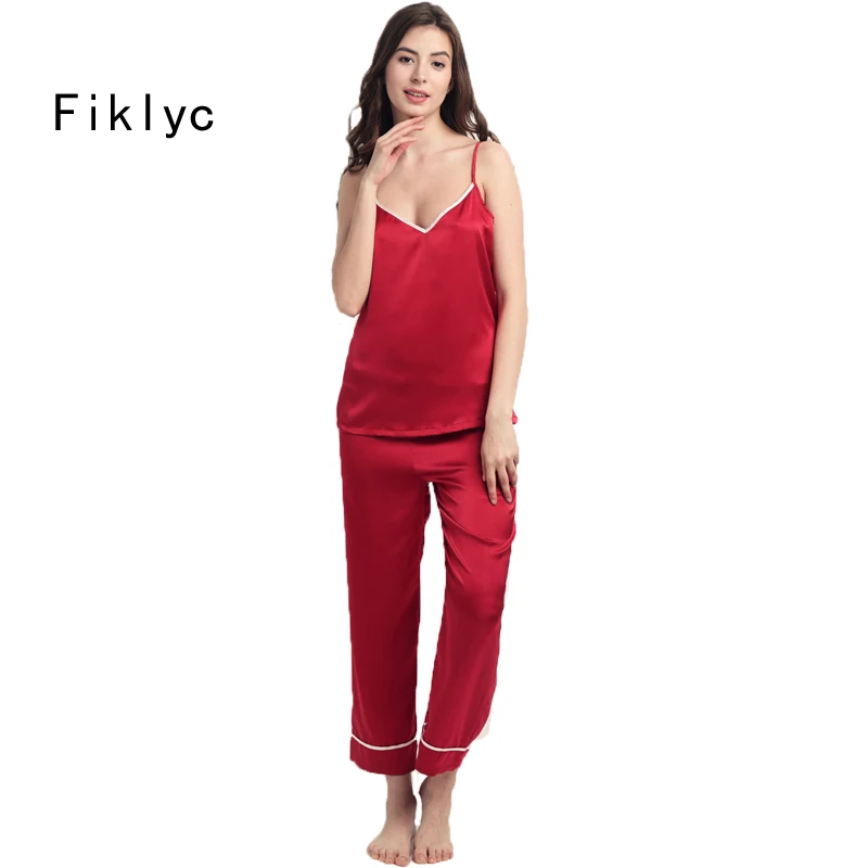 Fiklyc brand korean thin style autumn satin young girls pajamas set home clothing indoor female sleepwear pyjama women faux silk
Fiklyc brand korean thin style autumn satin young girls pajamas set home clothing indoor female sleepwear pyjama women faux silk