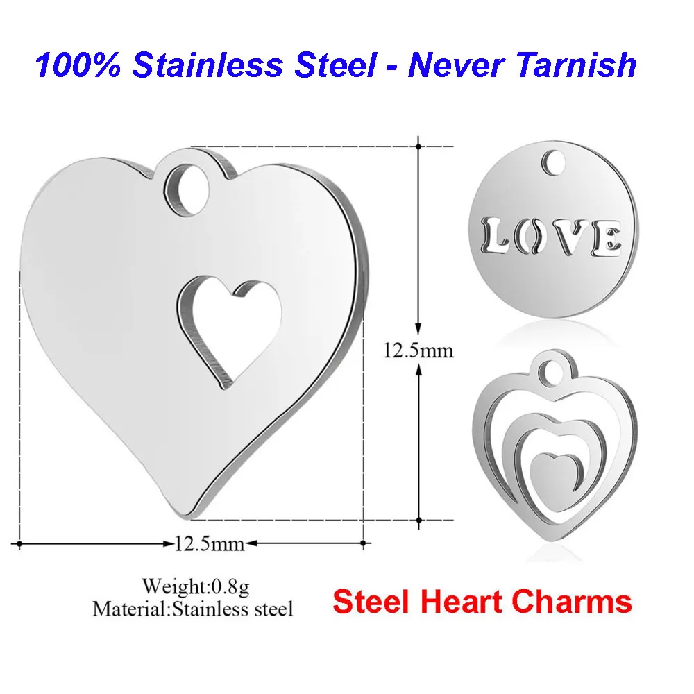 10pcs/lot 100% Stainless Steel Heart Charms VNISTAR High Polished Love Heart Shaped Tag DIY Charm Jewelry Finding Supplies
10pcs/lot 100% Stainless Steel Heart Charms VNISTAR High Polished Love Heart Shaped Tag DIY Charm Jewelry Finding Supplies