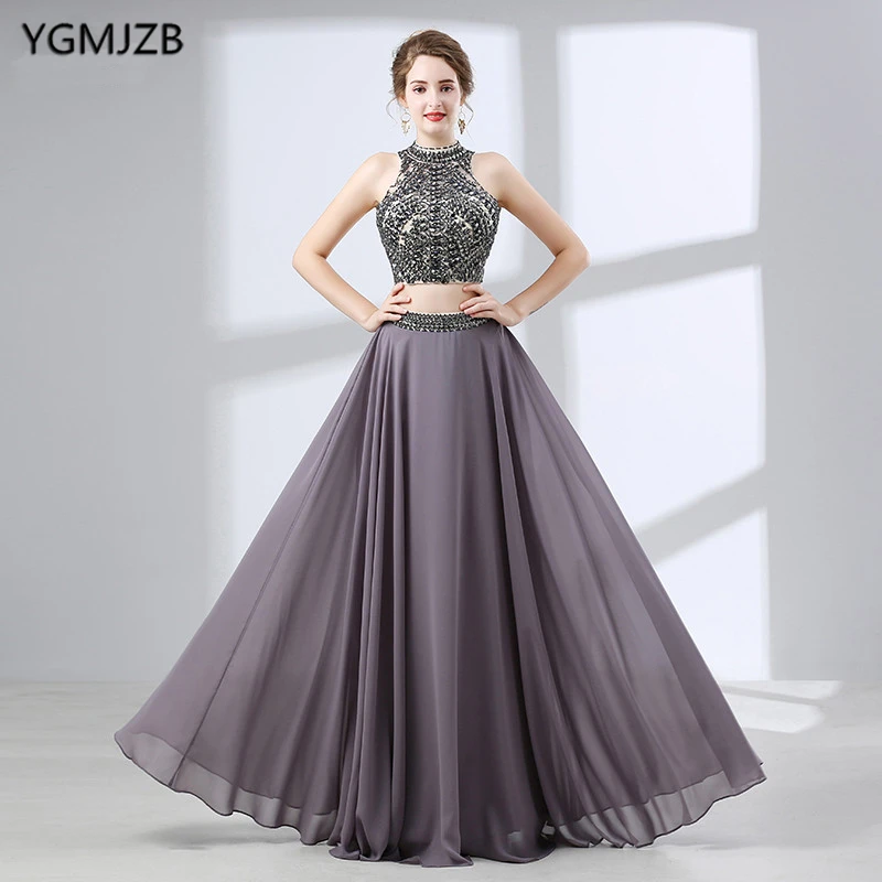 Backless Long Evening Dresses 2018 A-line High Neck Sleeveless Beaded Crystal Chiffon African Style 2 Piece Prom Dresses
Backless Long Evening Dresses 2018 A-line High Neck Sleeveless Beaded Crystal Chiffon African Style 2 Piece Prom Dresses