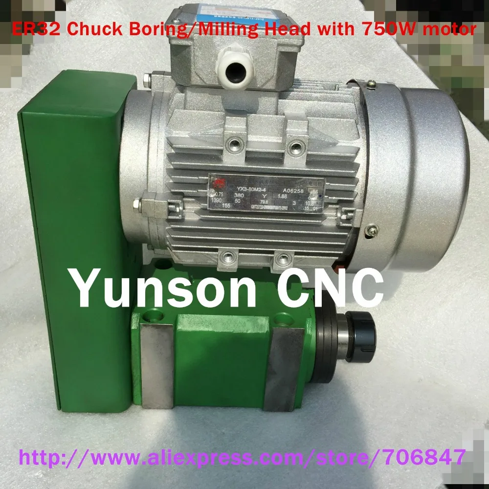 ER32 Collet Chuck Power Head Power Unit CNC Cutting/Boring/Milling Head Tool Spindle with 380V 0.75KW 750W motor
ER32 Collet Chuck Power Head Power Unit CNC Cutting/Boring/Milling Head Tool Spindle with 380V 0.75KW 750W motor