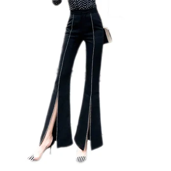 2019 New Spring Autumn Women Elastic Waist Contrast Color White Split Diamonds Flared Pants Lady Stretch OL Slim Trousers Z195
2019 New Spring Autumn Women Elastic Waist Contrast Color White Split Diamonds Flared Pants Lady Stretch OL Slim Trousers Z195