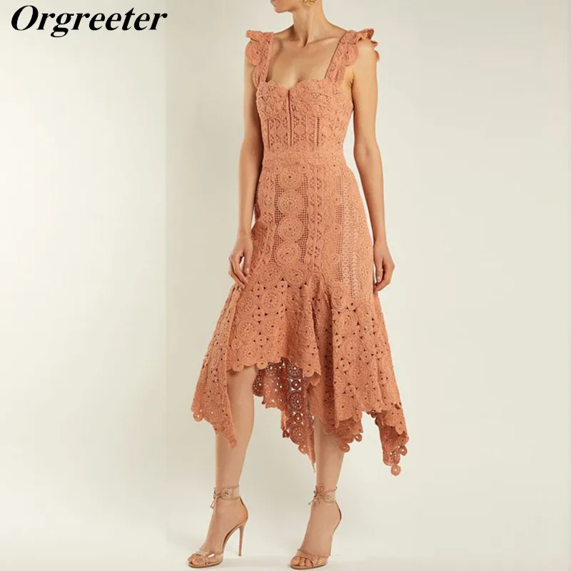 Catwalk Fashion Brand Design Lace Dress Female Holiday Sleeveless Apaghetti Strap Hollow Bodycon irregular Mid-claf Lace Dress
Catwalk Fashion Brand Design Lace Dress Female Holiday Sleeveless Apaghetti Strap Hollow Bodycon irregular Mid-claf Lace Dress
