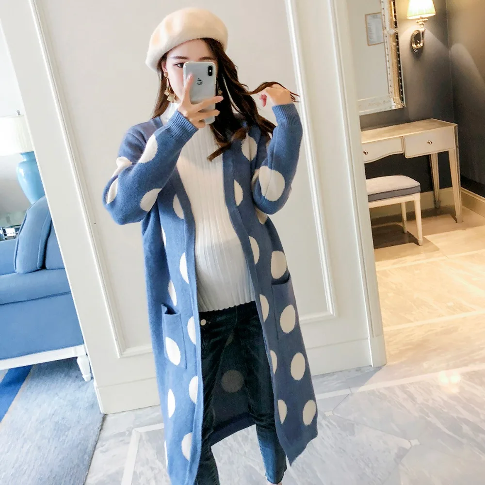 Knitwear long polka dot sweater pregnant women cardigan 2018 autumn fashion new long coat
Knitwear long polka dot sweater pregnant women cardigan 2018 autumn fashion new long coat