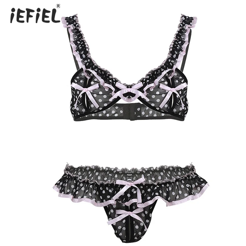 Mens Sexy Lingerie Sissy Baby Doll Soft Frilly Ruffled Spots Erotic Set Sexy Costumes Gay Underwear Bikini Bra Top with Briefs
Mens Sexy Lingerie Sissy Baby Doll Soft Frilly Ruffled Spots Erotic Set Sexy Costumes Gay Underwear Bikini Bra Top with Briefs