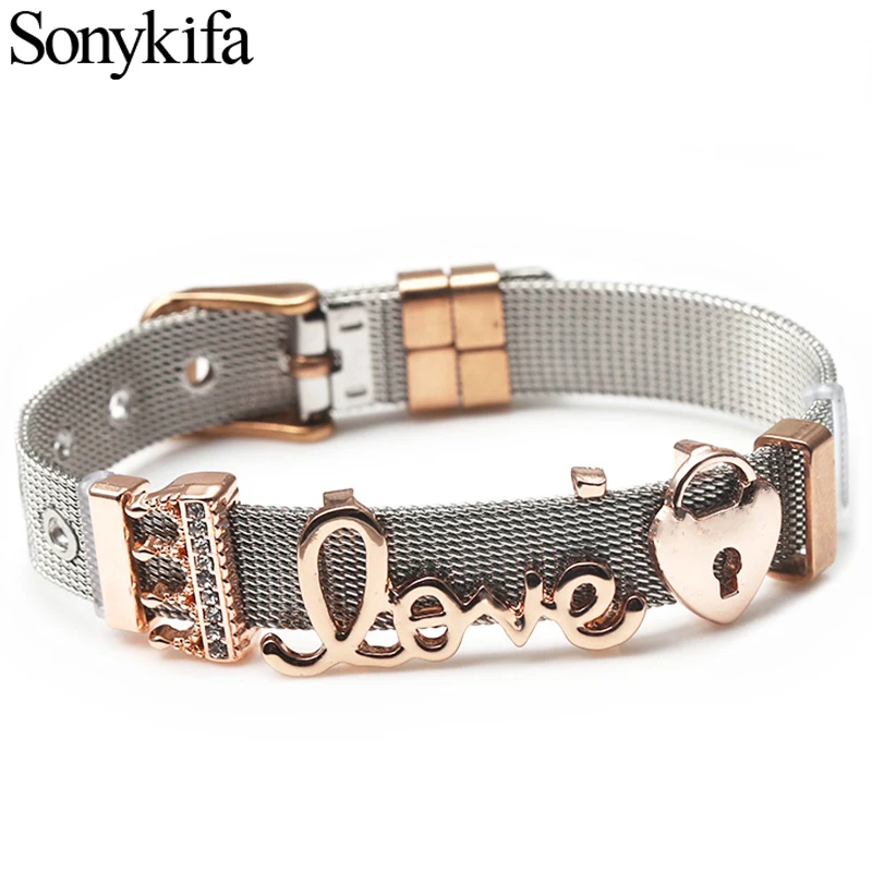Sonykifa Hot Sale Stainless Steel Mesh Bracelet With LOVE LOCK Charms DIY Pandoro Bracelets for Woman Girls Party Gifts Jewelry
Sonykifa Hot Sale Stainless Steel Mesh Bracelet With LOVE LOCK Charms DIY Pandoro Bracelets for Woman Girls Party Gifts Jewelry