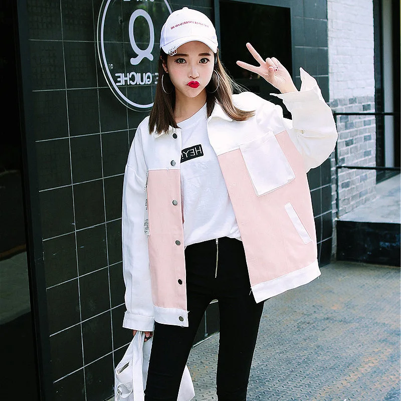 Fashion 2019 Women Spring Autumn College wind baseball uniforms mosaic lapel ladie loose BF thin female coat top Y512
Fashion 2019 Women Spring Autumn College wind baseball uniforms mosaic lapel ladie loose BF thin female coat top Y512