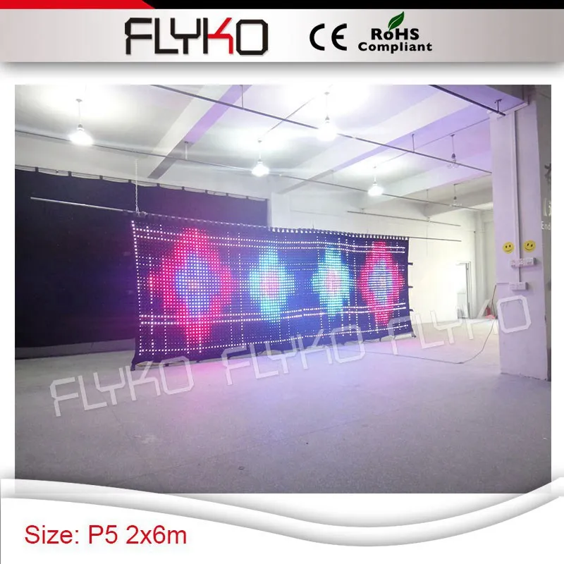 Дисплей P50mm демонстрация светодиодной видео ткани 7 футов * 20 rgb экран-занавеска с