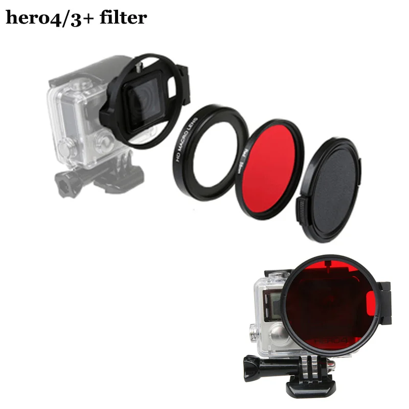 

58mm 16X hero3+ HD Macro Lens Adapter Ring Camera Lens red Filter for GoPro HERO 4 3+ hero4 Session black Camera Accessories