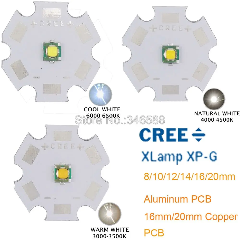 

CREE XPG XP-G R5 5W Lamp Light Emitter Cold White Warm White Neutral White High Power LED Chip 8/12/14/16/20mm PCB Heatsink
